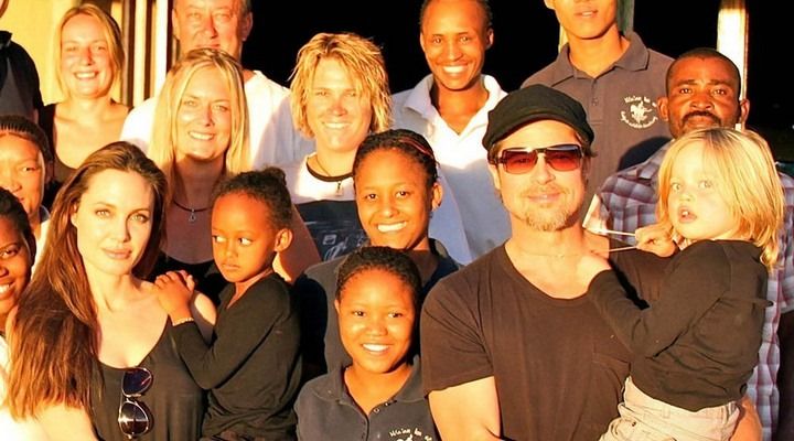 Brad Pitt and Angelina Jolie in Africa